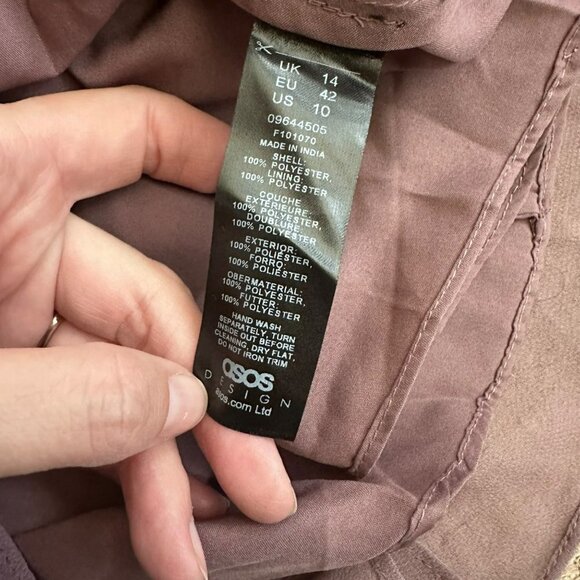 Asos Maternity midi dress with linear yoke embellishment mauve purple size 10 - Picture 4 of 9